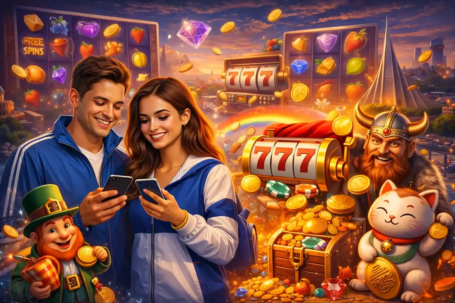 Suomalainen pari pelaa värikkäitä kolikkopelejä verkossa